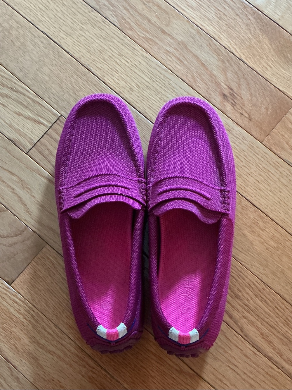 Rothy's Fuchsia Knit Slip-On Loafers